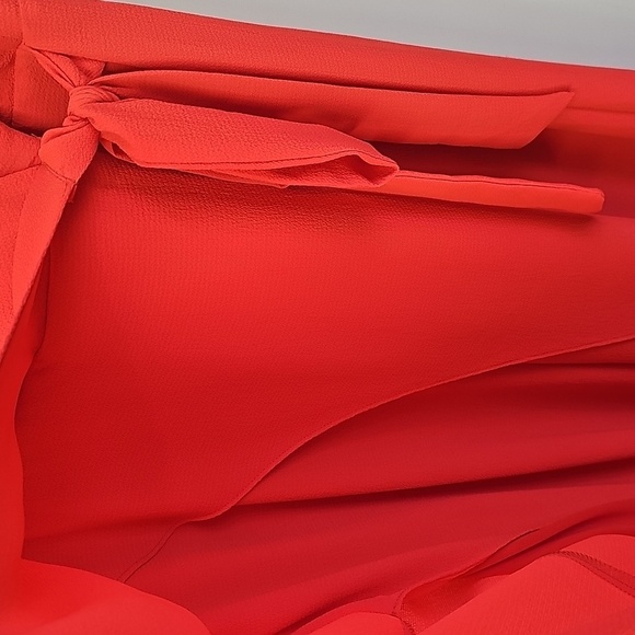 London Style Collection Vibrant Red Sleeveless Vneck Jumpsuit w Wrap Waistline - Picture 8 of 15